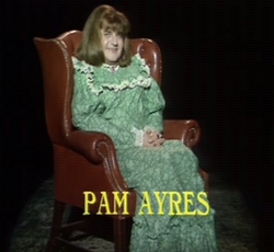 Ronnie Barker as Benny Hill in drag in 'My Secret' by Pam Ayres on The Two Ronnies.